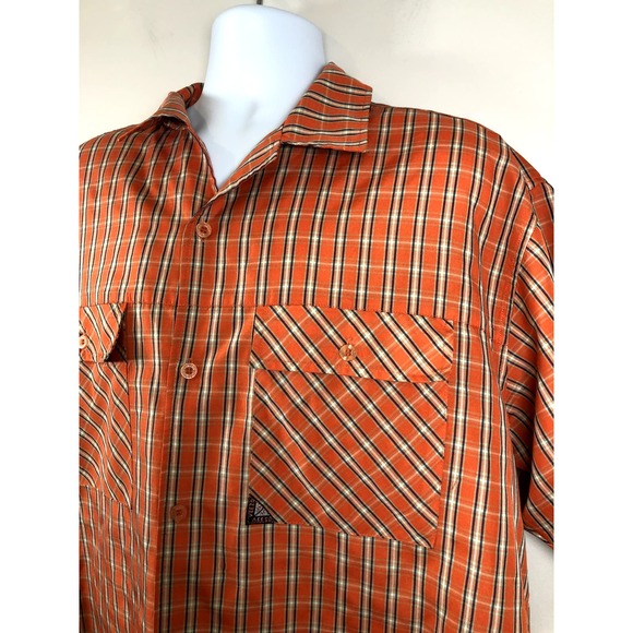 Veezo Men's Button Down Shirt Size XL Short Sleeve Orange Polyester - Picture 3 of 14